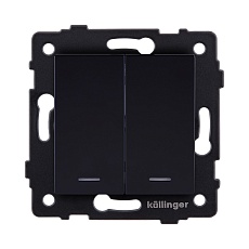 Выключатель 2-клавишный 10А/250В с LED подсветкой, черный Kollinger REA-S-008BK для Aspekt, Eleganz, Reflex