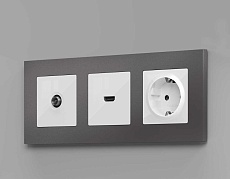 Комплект механизма розетки HDMI 2.0 AMBRELLA VOLT ALFA Белый глянец 40V/500mA 2.0GHz 5-18Gbit/s QUANT (AP1140, VM222) MA114010 3