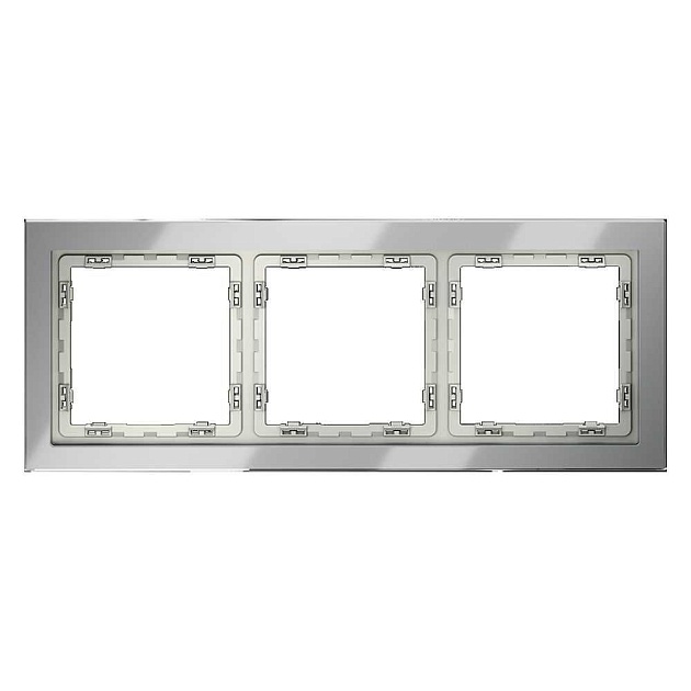 Рамка стеклянная Voltum S70 на 3 поста, (сталь, стекло) VLS110305 Фото № 1