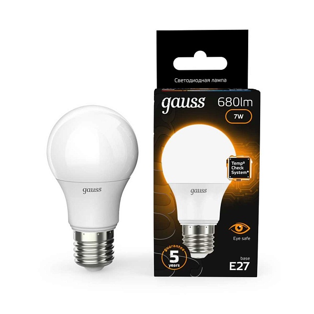 Лампа светодиодная Gauss E27 7W 3000K матовая 102502107 Фото № 5