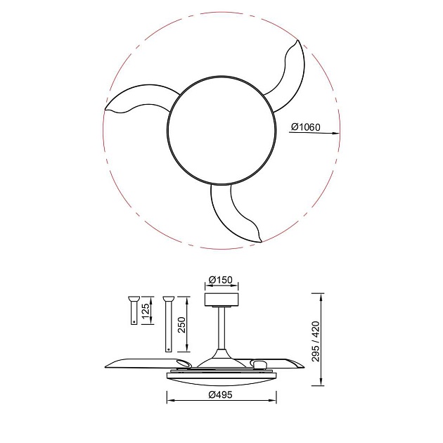 Люстра-вентилятор Mantra SLIM FAN 9006 Фото № 7