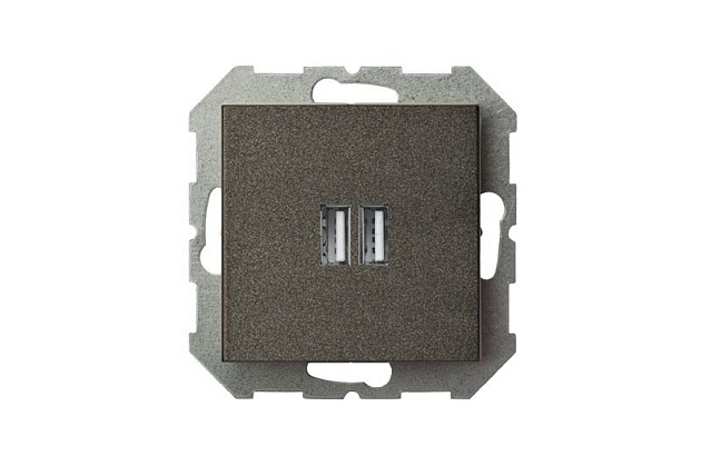 Розетка 2xUSB Liregus Epsilon антрацит 28-1136 Фото № 5