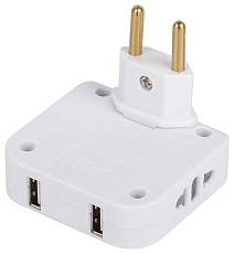 Разветвитель электрический ЭРА SPF-2-FL-USB поворотный на 2 розетки + 2USB 10А белый Б0069089 5
