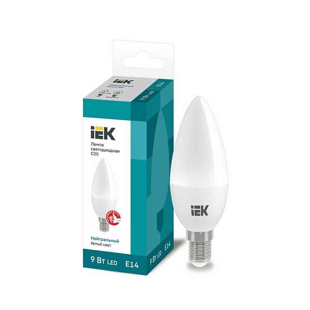 Лампа светодиодная IEK E14 9W 4000K матовая LLE-C35-9-230-40-E14 Фото № 1