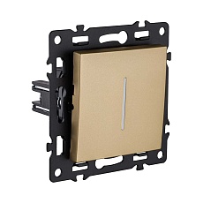 Выключатель 1-клавишный 10А/250В с LED подсветкой, золотой Kollinger Asthetik AS-007GD 1