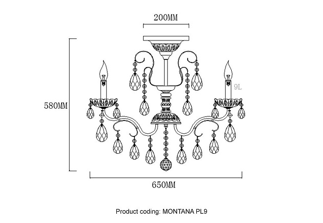Потолочная люстра Crystal Lux Montana PL9 Фото № 2