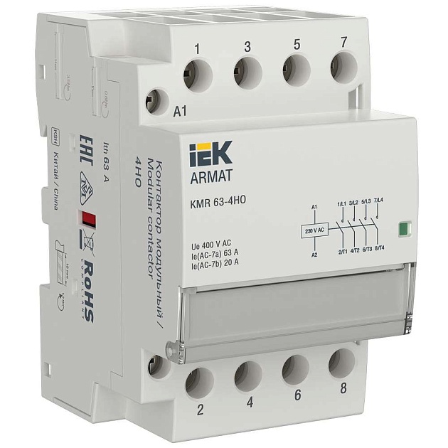 ARMAT Контактор модульный KMR 63А 230В AC 4НО IEK AR-KMR10-063-40-230 Фото № 1