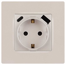 Розетка ЭРА Серия 12 12-4108-15 2P+E 16A-250В со шторками с USB type-A+C 5В-3А перламутр Б0067767 3