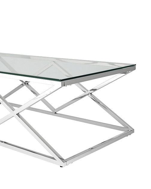 Журнальный стол Stool Group Инсигния 120*60 прозрачное стекло/сталь серебро УТ000001504 Фото № 2