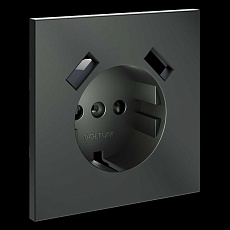 Накладка для розетки с заземлением и защитными шторками с USB A+A S70 (титан) Voltum VLS000906