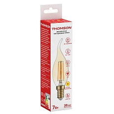Лампа светодиодная филаментная Thomson E14 7W 2400K свеча на ветру прозрачная TH-B2118 1