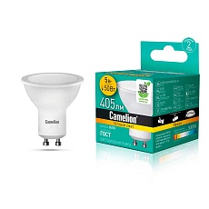 Лампа светодиодная Camelion GU10 5W 3000K LED5-GU10/830/GU10 10956