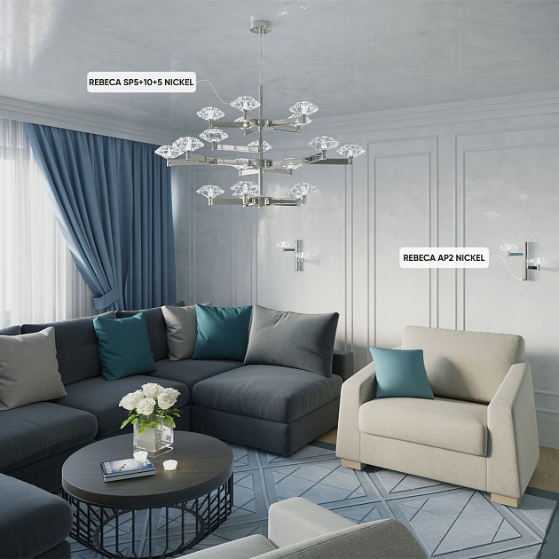 Бра Crystal Lux Rebeca AP2 Nickel Фото № 6