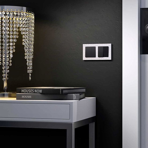 Выключатель Werkel двухклавишный проходной черный матовый W1122008 4690389156724 Фото № 2