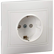 KVARTA Розетка 1-местная с заземлением с защитными шторками 16А РСш10-3-КРБ белый IEK KV-R14-16-PC-K01