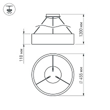 Подвесной светодиодный светильник Arlight SP-Tor-Ring-Hang-R460-33W Warm3000 022146(1) 3