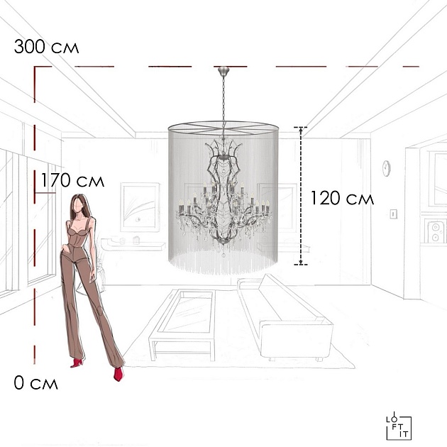 Подвесная люстра LOFT IT Vaille Crystal 10450/1200 Фото № 2