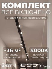 Встраиваемая однофазная трековая система Hesby Lighting Skylite №3 со светильниками HSBL_kompl_S003_VI4B4K