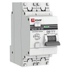 Дифференциальный автомат АД-32 (селективный) 1P+N 63А/300мА EKF PROxima DA32-63-300S-pro
