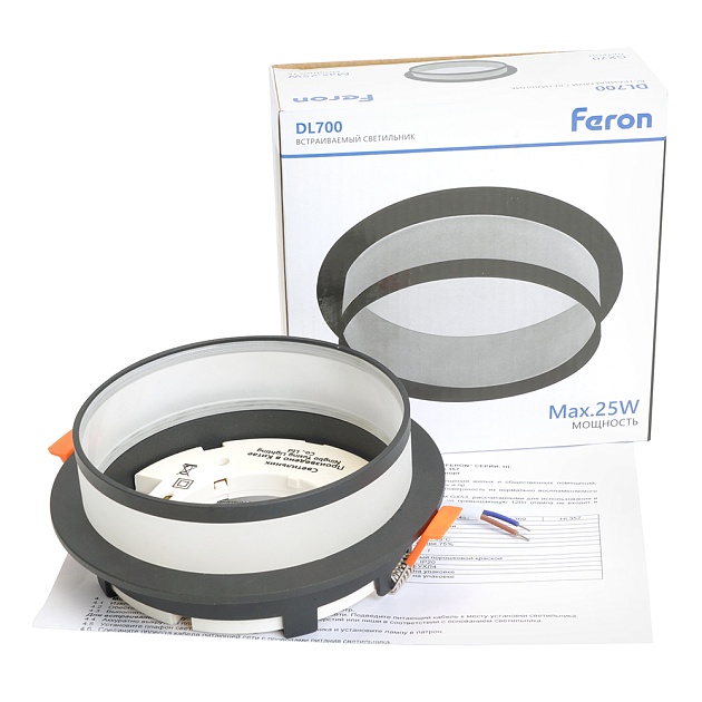 Светильник встраиваемый Feron DL700  потолочный GX70 черный круг 51094 Фото № 10