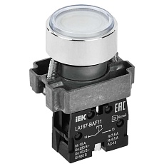 Кнопка управления LA167-BAF11 d=22мм 1з белая IEK BBT20-BAF11-1-22-67-K01