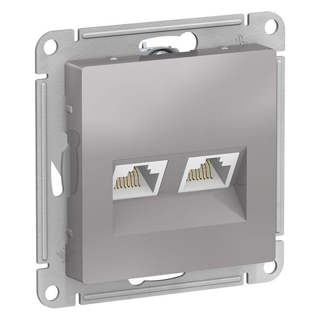 Розетка компьютерная двойная RJ45 Systeme Electric AtlasDesign 5e кат UTP алюминий ATN000385 Фото № 1