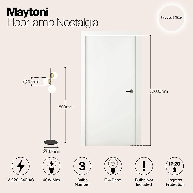 Торшер Maytoni Nostalgia MOD048FL-03G Фото № 2