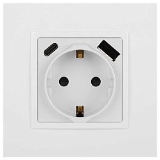 Розетка ЭРА Elegance 14-4108-01 2P+E 16A-250В со шторками с USB type-A+C 5В-3А белый Б0067736 4