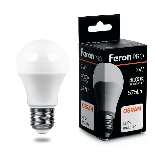 Лампа светодиодная Feron E27 7W 4000K Матовая LB-1007 38024 фото 