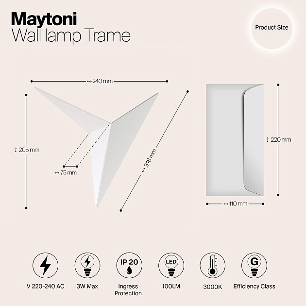 Настенный светодиодный светильник Maytoni Trame C808WL-L3W Фото № 3