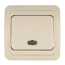 Выключатель Makel 1-кл. СП Mimoza с подсвет. крем./крем. 25021