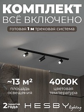 Накладная однофазная трековая система Hesby Lighting Skylite №3 со светильниками HSBL_kompl_S003_NI1B4K