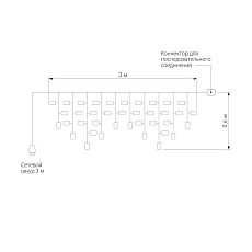 Уличная светодиодная гирлянда Eurosvet бахрома 230V 100-101 теплый белый 2