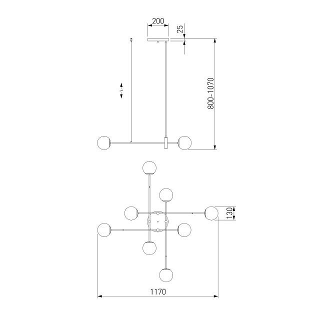 Подвесная люстра Eurosvet Planet 70146/8 латунь Фото № 3