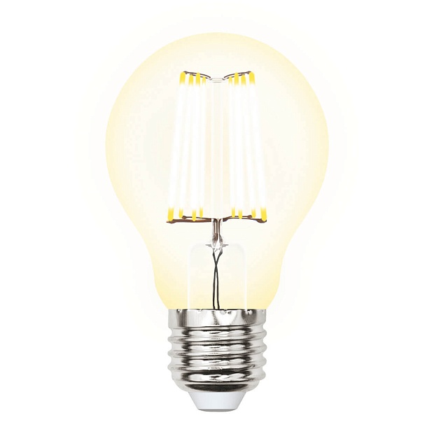Лампа светодиодная филаментная Uniel E27 10W 3000K прозрачная LED-A60-10W/WW/E27/CL PLS02WH UL-00002625 фото 