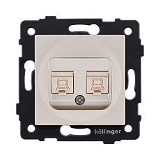 Розетка двойная Ethernet RJ45 Cat.6, золотой Kollinger REA-019GD для Aspekt, Eleganz, Reflex