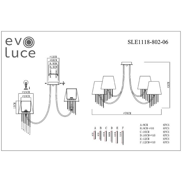 Потолочная люстра Evoluce Alluria SLE1118-802-06 фото 2