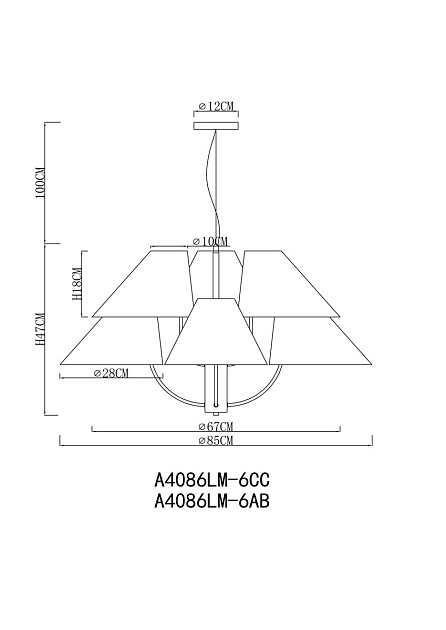 Подвесная люстра Arte Lamp Rondo A4086LM-6AB Фото № 2