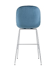 Барный стул Stool Group Турин со спинкой бархат маренго хромированные ножки 8329C VELVET BLUE CH/L 4