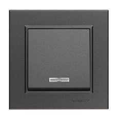 Выключатель Makel 1-кл. СП Karea 10А IP20 дым. металлик с подсветкой 56050021