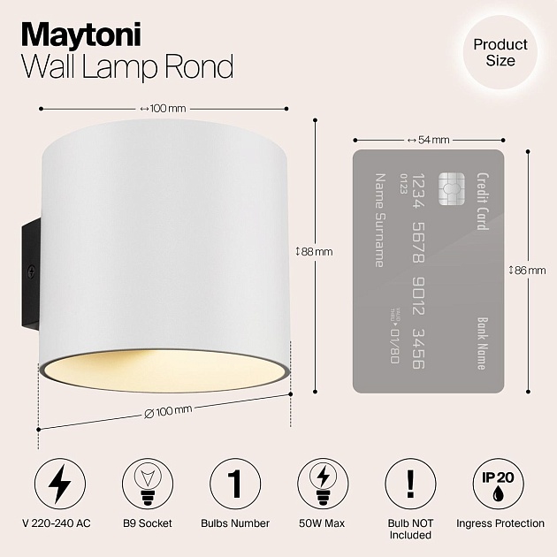 Бра Maytoni Rond C066WL-01W изображение 2 Бра Maytoni Rond C066WL-01W Фото № 2