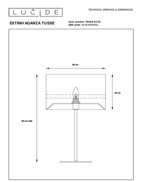 Настольная лампа Lucide Extravaganza Tusse 10509/81/35 изображение 2 Настольная лампа Lucide Extravaganza Tusse 10509/81/35 Фото № 2