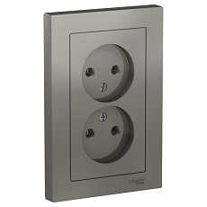 Розетка двойная 2К Systeme Electric AtlasDesign 16A 250V сталь ATN000920
