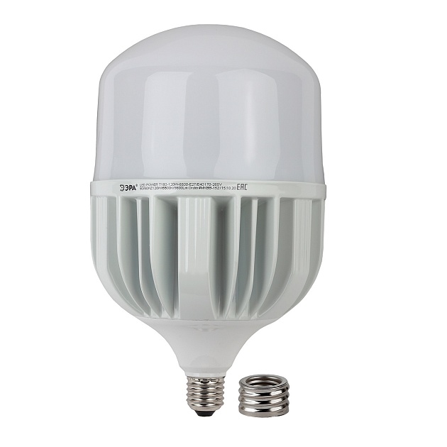 Лампа светодиодная сверхмощная ЭРА E27/E40 120W 6500K матовая LED POWER T160-120W-6500-E27/E40 Б0051794 фото 