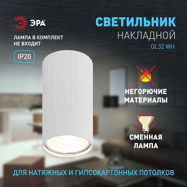Настенно-потолочный светильник ЭРА OL32 WH Б0056377 изображение 4 Настенно-потолочный светильник ЭРА OL32 WH Б0056377 Фото № 4