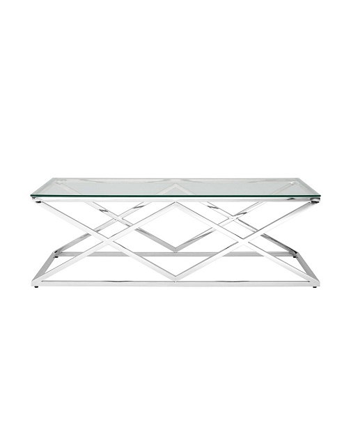 Журнальный стол Stool Group Инсигния 120*60 прозрачное стекло/сталь серебро УТ000001504 Фото № 4