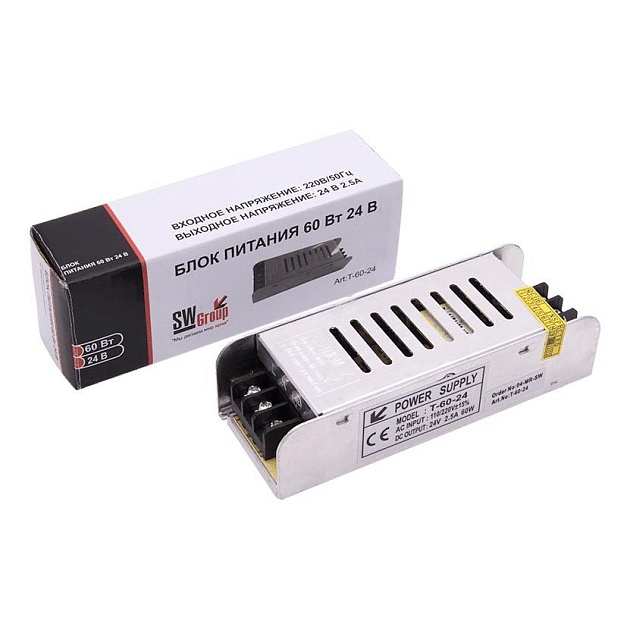 Блок питания SWG 24V 60W IP20 2,5A T-60-24 001385 Фото № 1