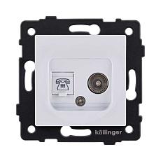 Розетка двойная TV (мама) + телефонная розетка RJ11, белый Kollinger REA-013WH для Aspekt, Eleganz, Reflex