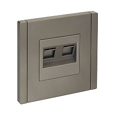 FORTE&PIANO Розетка компьютерная двойная RJ45 кат.5E FP533 сталь IEK FP-K20-1-K46
