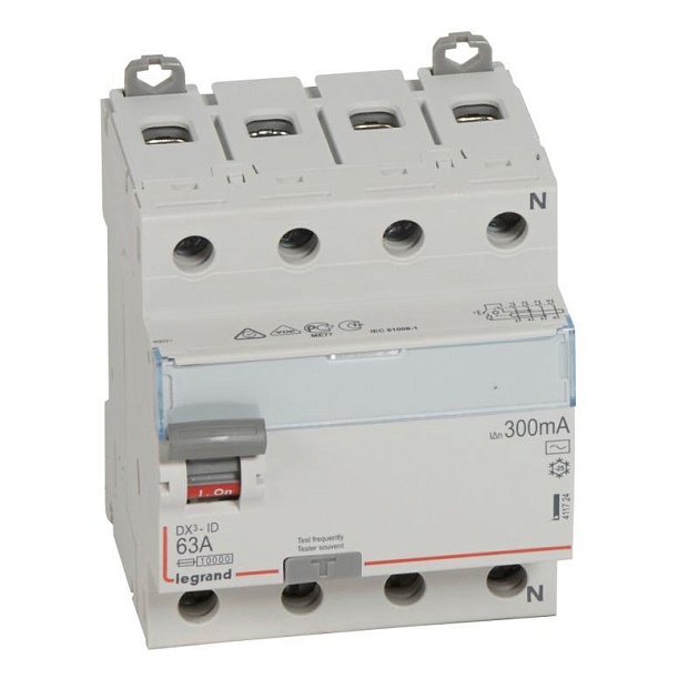Выключатель дифференциального тока Legrand DX3 4П 63А 300мА AC 411724 Фото № 1